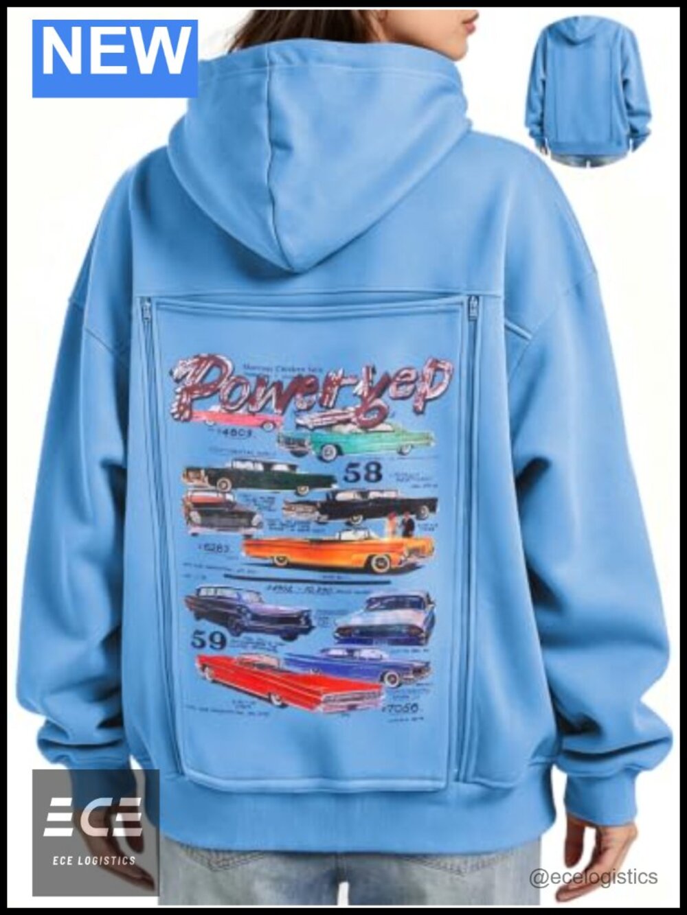 Miusey Oversized Graphic Hoodie Detachable Back Panel